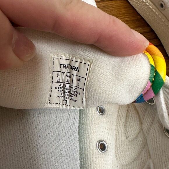 Tretorn Shoes Womens 8.5 Pride Nylite Plus Rainbow Casual Sneakers White Canvas - Picture 8 of 9